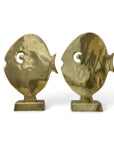Large Vintage Brass Cartoon-Like Fish Figurine on Stand-A Pair