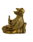 Vintage Brass Beer Drinking Cowboy Armadillo