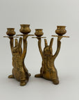 Vintage Brass Rabbit Candleholders-A Pair