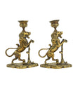Vintage/Antique Brass Lion Candleholders- A Pair