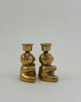 Vintage Brass Teddy Bear Candlestick Holders-A Pair