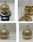 Vintage Brass Trinket Bowl with Butterfly Lid and Floral Etchings