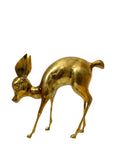 Vintage Mid-Century Modern Brass Fawn Sculpture – Graceful Grazing Deer | Hollywood Regency Animal Figurine |12.75 Inches tall