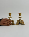 Vintage Brass Elephant Candleholders-A Pair