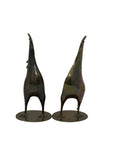 Vintage Mid-Century Modern Brass Rooster Sculptures – Pair, Made in Hong Kong