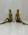 Vintage Brass Lady Bookends- A Pair By Dolbi Cashier