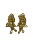 Rare Small Vintage Brass Shelf Sitting Dogs-A Pair
