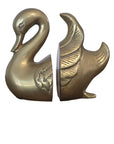 Vintage Brass Swan Bookends- A Pair