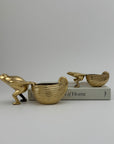 Charming Vintage Brass Frog & Snail Planters – Whimsical Duo