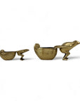 Charming Vintage Brass Frog & Snail Planters – Whimsical Duo