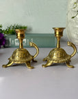 Vintage Brass Turtle Candlestick Holders- A Pair