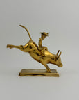 Rare Brass Bull Rider Figurine – Rodeo Cowboy Statue, Western Americana