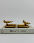 Vintage Brass Fox Trinket Dish-A Pair