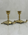 Vintage Brass Turtle Candlestick Holders- A Pair of