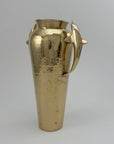 Vintage Brass Dolphin Vase – 12” Tall Hammered Coastal Nautical Decor, Hollywood Regency Style, Dolphin Handles