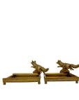 Vintage Brass Fox Trinket Dish-A Pair