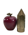 Vintage Apple with Brass Pencil Trinket Holder- A Set