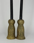 Hollywood Regency Dorthy Draper Style Tassel Candlestick Pair Rope Knot