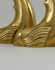 Vintage Brass Dolphin Sculptures- A Pair by Dolbi Cashier-14”