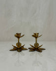 Vintage Brass Flower Candle Holders-A Pair
