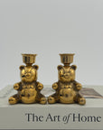 Vintage Brass Teddy Bear Candlestick Holders-A Pair