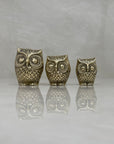 Vintage Brass Owl Family- A Set of Three