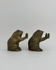 Vintage Brass Patty Cake Frog Bookends- A Pair