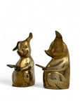 Vintage Brass Reading Pigs – Set of 2