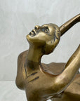 Vintage Brass Ballerina Statue – 12” Tall Mid-Century Ballet Dancer Figurine