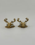 Pair of Vintage Brass Stag Head Candleholders – Luxurious Statement Décor
