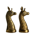 Vintage Brass Giraffe Head Sculptures – Mid-Century Modern Pair