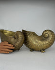 Vintage Brass Nautilus Shell Vessels / Wine Holders / Cachepots