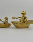 Vintage Brass Duck and Duckling Paddling Boats-A Pair