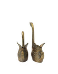 Vintage Brass Swan Planter Duo – Small Graceful Mid-Century Pair