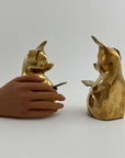 Vintage Brass Reading Pigs – Set of 2