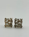Vintage Brass Floral Candleholders-A Pair