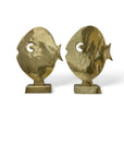 Large Vintage Brass Cartoon-Like Fish Figurine on Stand-A Pair
