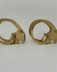 Vintage Brass Rams with Curled Horns-A Pair