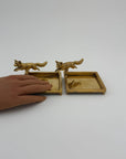 Vintage Brass Fox Trinket Dish-A Pair