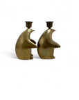 Vintage Brass Penguin Candle Holders-Pair