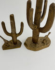 Vintage Brass Saguaro Cactus & Roadrunner — Pair (Set of 2)
