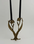 Vintage Brass Flower Candlestick Holder
