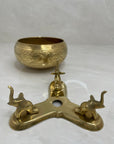 Vintage Brass Etched Bowl with Atop Elephant Stand