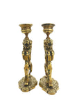 Vintage/Antique Brass Lion Candleholders- A Pair