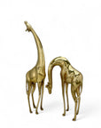 Vintage Brass Giraffe Pair – Tall Sculptural Mid Century Modern Figurines – Hollywood Regency Safari Decor – Statement Brass Animal Duo