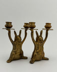 Vintage Brass Rabbit Candleholders-A Pair