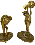 Brass Weightlifting Frogs-A Pair