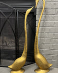 Vintage Brass Crane Pair – Tall & Graceful Bird Sculptures (32 and 28 inches)