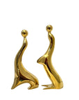 Vintage Brass Sea Lions | Abstract Mid-Century Modern Sculptural Pair