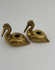 Vintage Brass Pelican Taper Candlestick Holders-A Pair